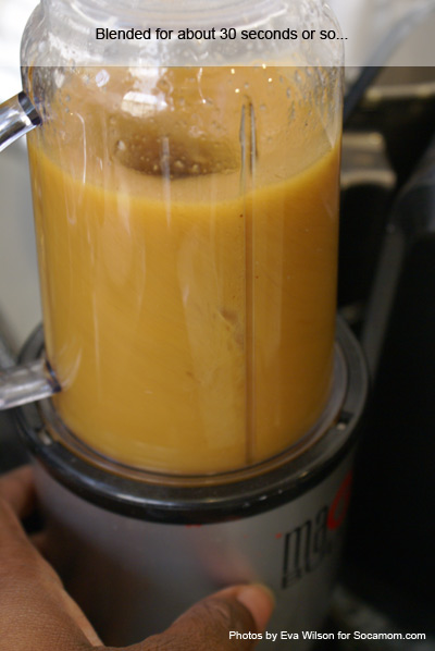 Making the mango sauce... so good!