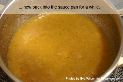 Making the mango sauce... so good!