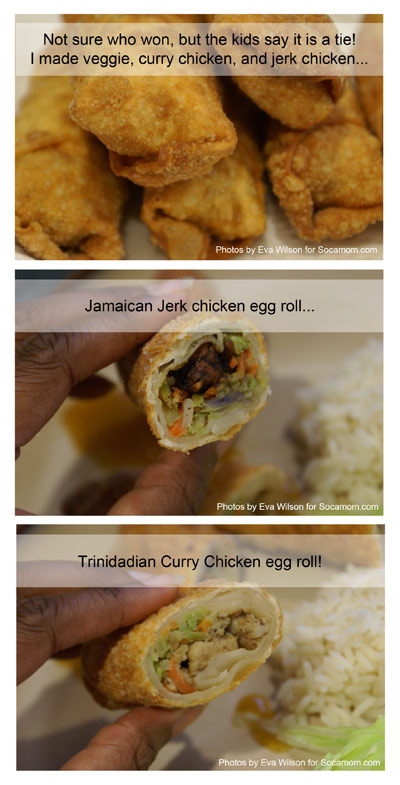 Done! Jerk Chicken and Curry Chicken Egg Rolls from Socamom.com...