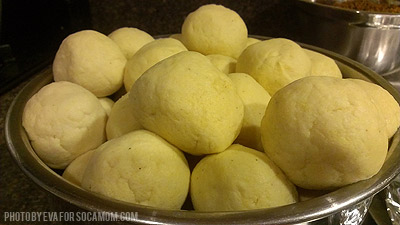 Cornmeal formed into balls for pastelles  ::  Socamom.com