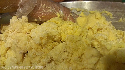 Mixing cornmeal for pastelles  ::  Socamom.com