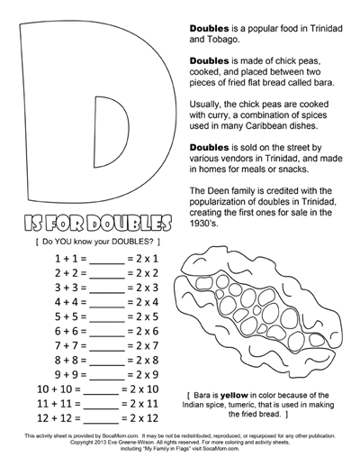 D is for Doubles Coloring Page :: Caribbean Parenting Month