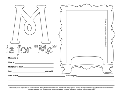M is for Me :: Caribbean Alphabet Coloring Page