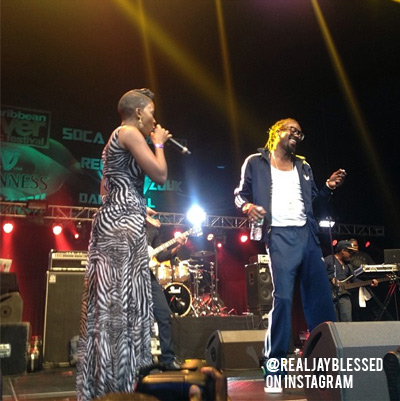 Fay Ann Lyons and Beenie Man on Stage at Barclays Center