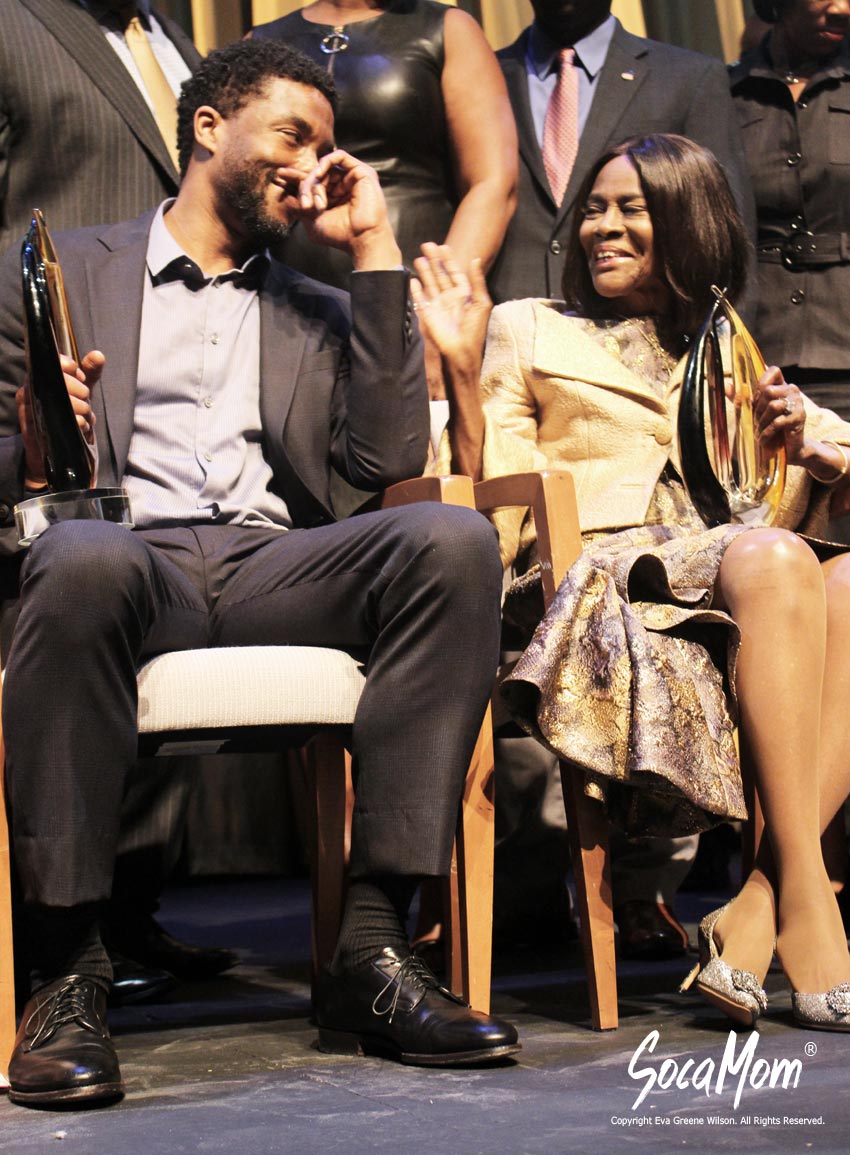 Chadwick Boseman chats with Cicely Tyson at 20th Annual Celebration of Leadership in the Fine Arts Awards Ceremony in Washington, DC in support of the Congressional Black Caucus Foundation, Inc.'s  Spouses Visual and Performing Arts Scholarship Fund. 