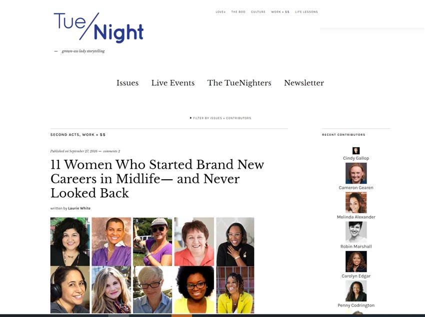Screenshot of feature on Tue/Night Website