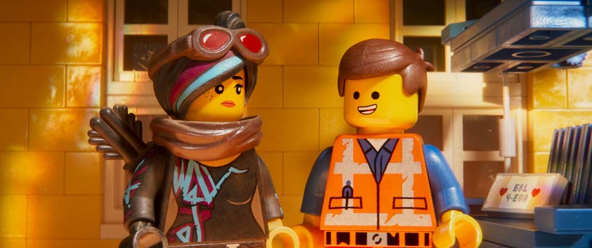(L-R) Lucy/Wyldstyle (ELIZABETH BANKS) and Emmet (CHRIS PRATT) in a scene from the animated adventure "The LEGO® Movie 2: The Second Part,"