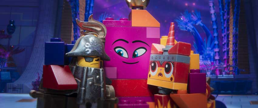 (L-R) MetalBeard (NICK OFFERMAN), Queen Watevra Wa'Nabi (TIFFANY HADDISH) and Ultrakatty (ALISON BRIE) in a scene from the animated adventure "The LEGO® Movie 2: The Second Part," from Warner Bros. Pictures and Warner Animation Group, in association with LEGO System A/S, a Warner Bros. Pictures release.