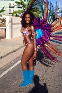 woman in carnival costume on the street