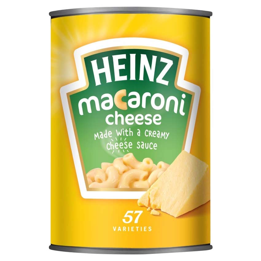 Canned Macaroni and Cheese by Heinz.