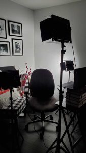 empty chair and studio lights